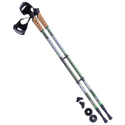 Палки для скандинавской ходьбы Rainbow, 77-135 см, 2-секционные, чёрный/ярко-зелёный